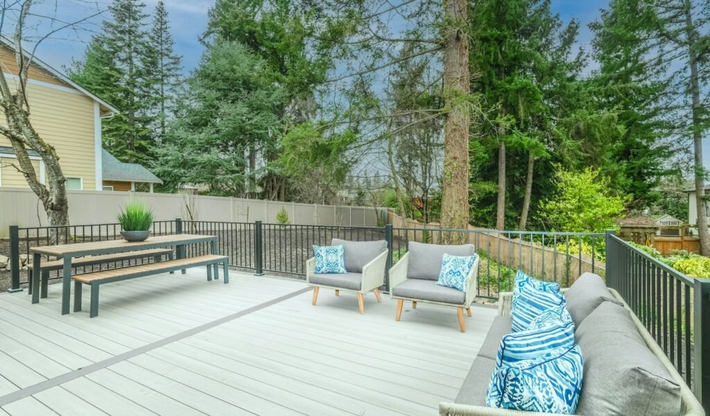 Backyard deck and outdoor dining area